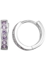 tiny silver huggie alexandrite birthstone baby earrings